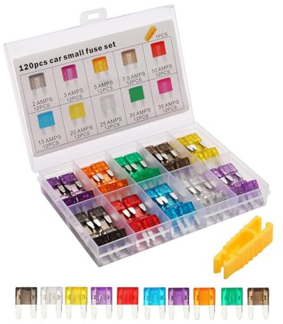 Kit Assortito Fusibili Auto - 120 Pezzi Assortimento Fusibili di Ricambio - Ricambio per Moto Barche Camion Rimorchi Autocaravan