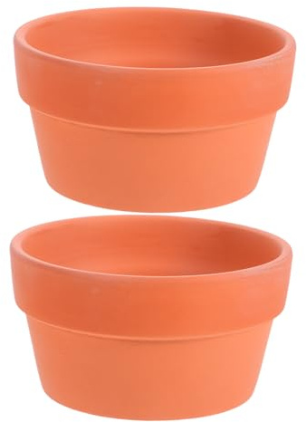 FONDOTIN Set 2 Pezzi Vasi di Terracotta per Piante Grasse e Bonsai in Argilla, con Foro di Drenaggio, per Giardino e Stimolano la Crescita delle Radici