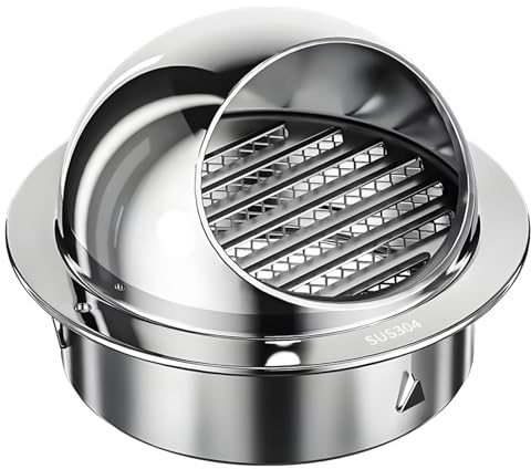 Rejilla de Ventilación para Soffit con Bordes Lisos, Ventilación de Pared Redondas, Rejilla Ventilacion Extractor Campana, Ideal para Techo de Cocina y Baño, Color Blanco(110mm)