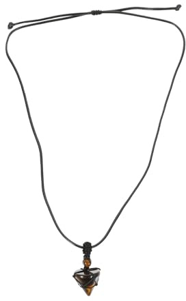 GLEAVI Tigerauge Anhänger Halskette Damen, Naturstein Pyramiden-Anhänger mit geflochtener Seilumwicklung, Edelstein Schmuck für DIY, Party und Alltag