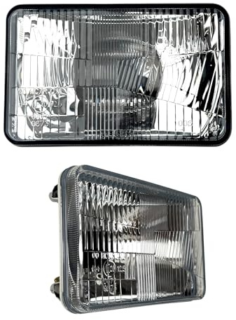MelTruck 2 x huvudstrålkastare-set, kompatibelt med John Deere 7600 7700 7800 | H4 traktorstrålkastare inkl. 12 V glödlampor | främre strålkastare metallhölje och äkta glas E20