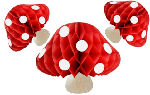 MUSISALY 3 Stück Pilz Hängedekoration aus Papier Wabenbälle Klein für Party Geburtstag Hochzeit Wanddeko