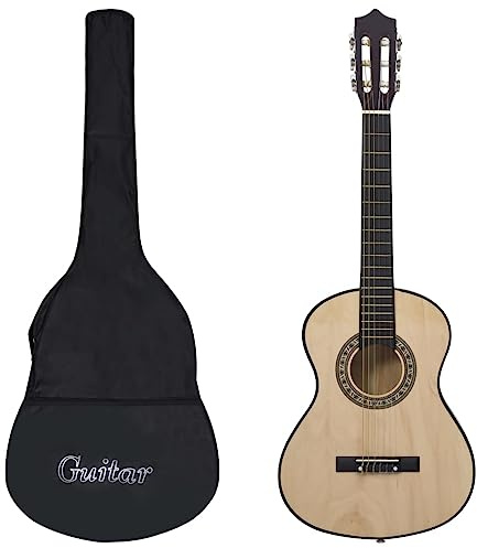 Ziaphsol Chitarra classica per principianti e bambini con custodia, 1/2 34 pollici naturale, legno di tiglio, corde in nylon, tastiera, corpo, esercizi, lezioni, viaggi, scuola musicale