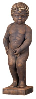 gartendekoparadies.de Manneken PIS Steinfigur aus Steinguss in Exklusiver Farbe Gold, H. 72 cm, 27 kg, Frostsicher für Außenbereich, Skulptur