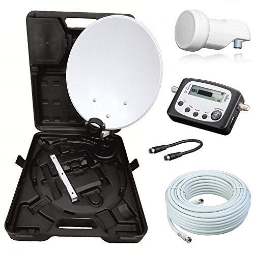 netshop 25 Camping SAT Koffer 40cm Spiegel + Single LNB + 10m Kabel + Digital SAT-Finder
