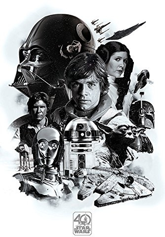 Star Wars 40th Anniversary Poster Montage (61cm x 91,5cm) + 2 St. transparente Posterleisten mit Aufhängung