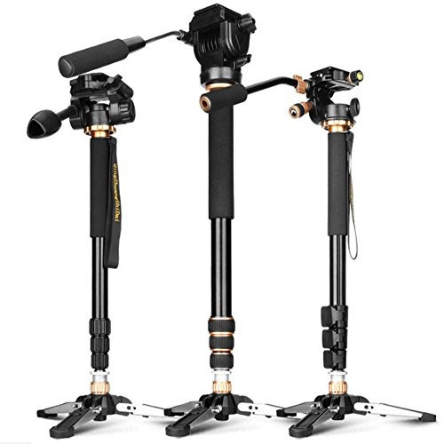 QZSD-Q158BS - Treppiede monopiede per supporto idraulico per fotocamera SLR con testa a sfera panoramica a 360 gradi