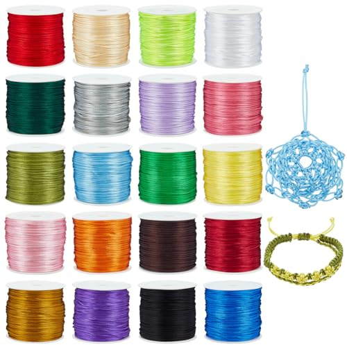 PandaHall Elite 20 färger 640 yard 1 mm rattail satin nylon trim sladd för halsband armband pärlor Kumihimo kinesisk knut