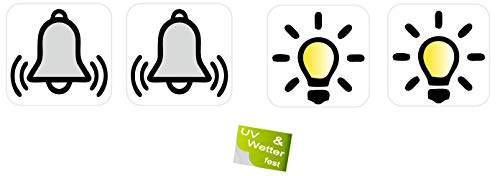 generisch 4 Stück Schalter Aufkleber Set 2X Glocke und 2 x Licht Symbol Schalteraufkleber Schalter Sticker (R23/15) (2,5 x 2,5 cm)