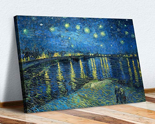CanvasArtShop Kunstdruck auf Leinwand, Motiv Sternennacht über dem Rhein, 76 x 50 cm