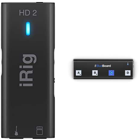 IK Multimedia iRig HD 2 - Schnittstelle für Gitarre, 96 kHz mit 24-Bit-A/D-Umwandlung, überragender Audioqualität & iRig BlueBoard Bluetooth MIDI Pedalboard Kontroller