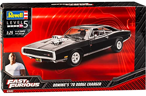 Revell Dodge Charger R/T 1970 Coupe Schwarz Fast 9 Dom Dominik Toretto The Fast and The Furious 07693 Bausatz Kit 1/25 1/24 Revell Modell Auto mit individiuellem Wunschkennzeichen