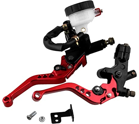 Shkalacar Levier d'embrayage Universel réglable de 7/8'' pour Moto, Ensemble de leviers d'embrayage et de Frein pour Moto, réservoir de Pompe de Frein, Rouge