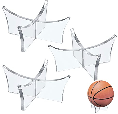 CANIPHA Acrylic Ball Stand Holder,Ball Display Stand for Football Basketball Soccer Ball Holder,Rugby Ball Volleyball Sports Ball Storage Rack,Trophy Autograph Memorabilia Display Cases(Clear,3 Pcs)