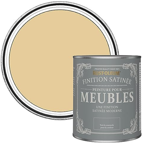 Rust-Oleum beige Möbelfarbe mit Seidenglanz-Finish, geruchsarm und wasserbasiert für Innenholz - Sandsturm 750ML