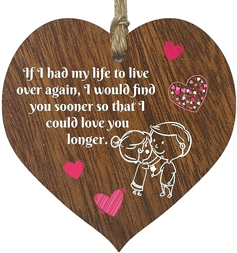 Anniversary Love Wooden Heart Plaque Romantic Gifts For Him