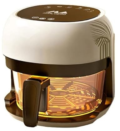 mike_alpha Freidora sin aceite de aire caliente inteligente de cristal, con pantalla digital táctil 3.5 litros blanca