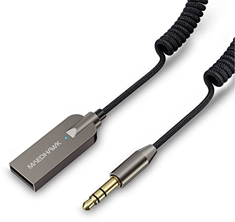 Maedhawk Aux Bluetooth 5.3 Receiver, Car Bluetooth Aux Adapter 3.5mm Receiver for Car USB Aux Bluetooth Adapter for Car Stereo/Home Stereo/Speaker Handsfree Call Auto on Handsfree Car Kit