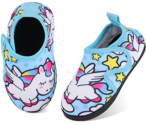 TIZAX Escarpines de Baño para Niñas Zapatos Verano de Agua Antideslizante de Secado Rápido Calcetines Descalzo para Playa Piscina Natación Cielo Azul 24/25