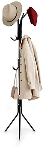 Youyijia kleiderständer 12 Haken 175 cm Jackenständer Stehend Loft Garderobenständer Free-Standing Coat Stand Aus Metall Moderner Jackenständer in Baumform für Flur Schlafzimmer Büro Stabil Matt Schwa