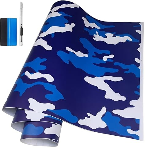 NewL Camouflage-Vinylfolie, Selbstkl., Luftkanäle, Blau, 50x150 cm | Tarn-Optik, Montagewerkz. inkl., Luftablass-Technik, blasenfrei, dehnbar, für Autos, Motorräder, Computer, Laptops, Roller