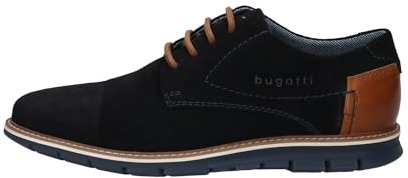 bugatti Bequeme Schnürschuh Memory Foam Elegante Casual Easy Fit Sneaker aus Austauschbaren Einlegesohlen Dark Blue, 43, EU