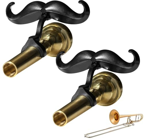 Samorillo [2 Pack] Clip-On Mustache For Trombones & Euphoniums - Includes Protective Case - Fits All Large Shank Mouthpieces - Perfect Accessory For Young Musicians - Mouthpiece Not Included