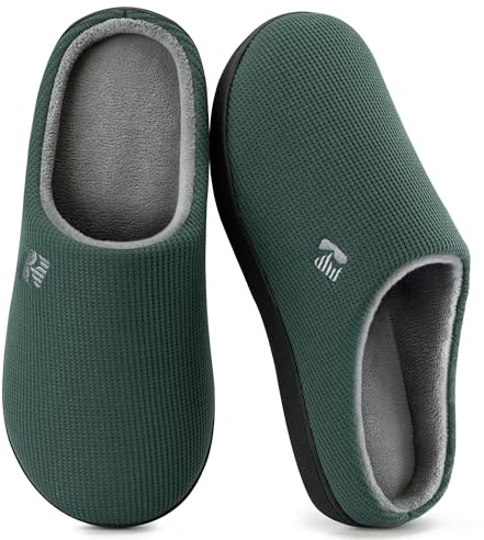 RockDove Men's Original Two-Tone Memory Foam Slipper, 11-12, Greyish Green