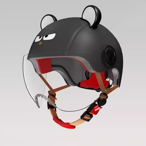 QJWMatic Kinder-Motorrad-Helm Mit Offenem Gesicht Roller Leichter Moped-Helm Jungen Und Mädchen Für 3–12 Jahre Mit Visier A,48-54CM