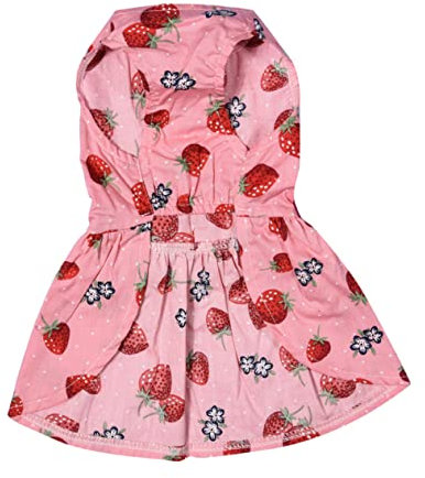 BESPORTBLE Hund Sommerkleid Ärmellos Mit Schleife Erdbeer Design Atmungsaktiv Welpenrock Haustierkleidung Für Alltag Urlaub Fotos