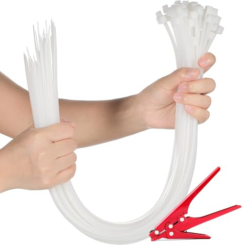 Long Cable Ties 450mm x 5.5mm, 400 PCS with Cable Tie Tool, Large Zip Ties-Industrial Durable Strong Cable Tie for Binding Fences, Awnings Tying Branches Bundling of Crops Fixed Water Pipes