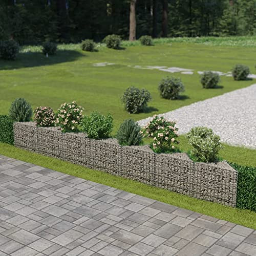 ShCuShan Gabion av galvaniserat stål 450 x 30 x 50 cm, galvaniserat stål metallstenbur med utomhusträdgårdsöverdrag, dekorativ metallgabion med utomhusträdgårdsöverdrag