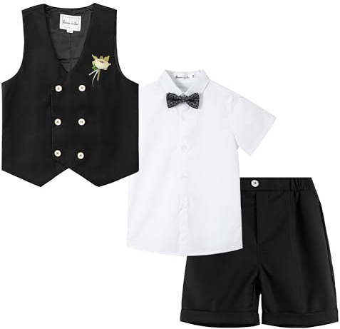 LOLANTA Conjunto de Verano para Niños, Traje de Chaleco Cruzado, Ropa para Cumpleaños y Ocasiones Especiales, 2-11 Años