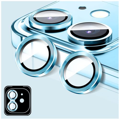 LucBuy Camera Lens Protector Compatible for iPhone 13/13 Mini, Tempered Glass Camera Cover Screen Protector, HD Anti Scratch Phone Accessories, Automatic-Alignment Metal Independent Rings