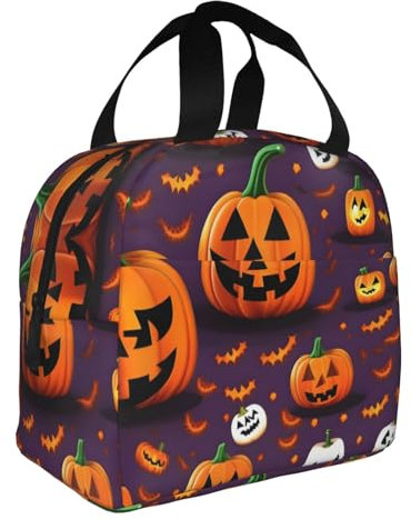 HJLUUFT Happy-Halloween-Day Trick-or Treat - Lonchera portátil con aislamiento térmico para lonchera Bento, ideal para adultos y niños pequeños