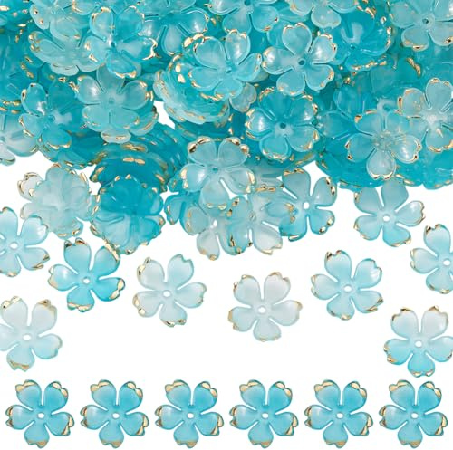 SUNNYCLUE 1 scatola Da 200 pezzi di Perline A Forma di Fiore In Acrilico Mini Perline A Forma di Fiore Distanziali Floreali Trasparenti Blu Cielo Fiori A 5 petali Perline Alla Rinfusa per La Creazione