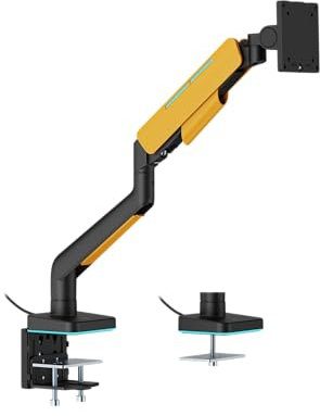 ARES WING RGB Gaming Monitor Halterung 1 Monitor Arm 17-49 Zoll/Bildschirmhalterung für schwere (20 kg) & Curved Monitore，höhenverstellbarer Monitorarm，für Gamer Designed，Schwarz