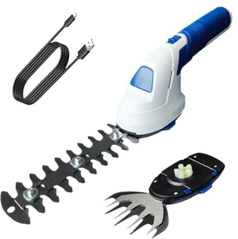 Cortacésped eléctrico de 7,2 V, Cortasetos inalámbrico de Mano 2 en 1 con 2 Cuchillas, Cortador de césped, batería Recargable y Tipo C, Oferta para arbustos, jardín, césped