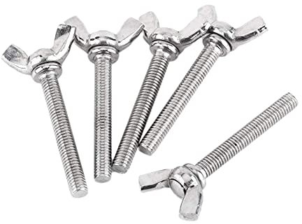 Jrifedptry Set di 5 viti a mano ad ala a farfalla M5, in acciaio inossidabile 304, filettatura completa (M5 x 40 mm)