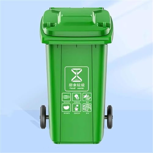 TINGMIAN Bidone Spazzatura Esterni con Ruote E Coperchio, 80L 100L 120L 240L Grande Bidone Spazzatura for Impieghi Gravosi For Patii Cucine E Intrattenimento All'aperto(Green,100L)