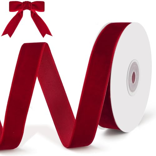 qingmeng 9m Samtband Rot, Satinband 20mm Geschenkband Breit Schleifenband Weihnachten Rots Band Ribbon Dekoband Geschenkbänder zum Basteln für Geschenkverpackung Weihnachtsdeko