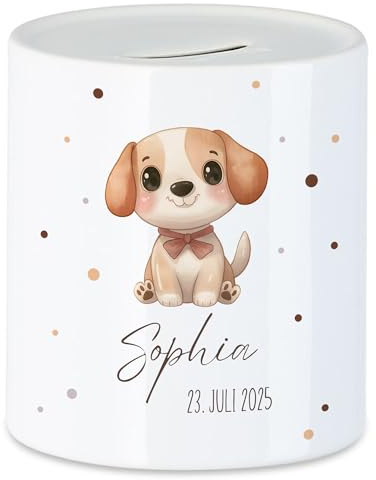 Spardose Kinder mit Namen Personalisiert, Tiermotiv Elefant Geschenk für Mädchen & Junge Geburtstag, Weihnachten, Geburt und Taufe - Sparschwein Geldgeschenk und Wunscherfüller