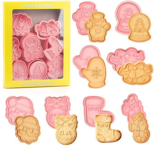 Moldes de galletas de Navidad, 8 unidades, moldes para galletas, moldes para niños, cortadores de galletas para niños, moldes para tartas, decoración de tartas, galletas, hornear, cocina