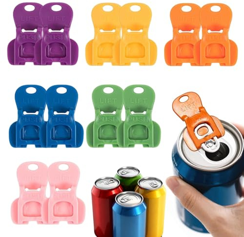 QingWing 12 Piezas Abrelatas de Plástico Portátil, Abrelatas de Bebidas Simples Color Manual Abrebotellas Plástico Abridor Manual Simple Reutilizables, para Refrescos Tapas Refrescos