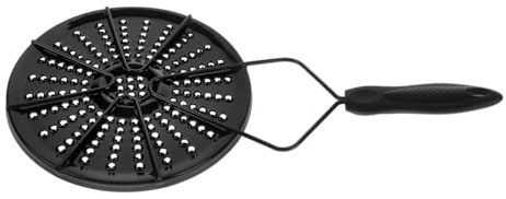 Toyvian Enamel Induction Heat Diffuser Plate with Handle Black Protective Adapter for Gas Stove and Induction Cooktop Even Heat Distribution for Simmering Thawing and Cooking