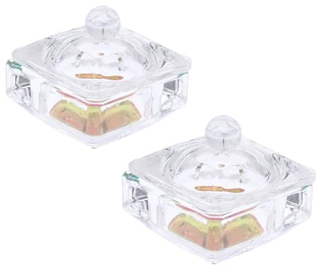 Vaguelly Lot de 2 Tasses Verre Octogonales avec Couvercle pour Nail Art Professionnel, Bol Mixage Acrylique Ongles