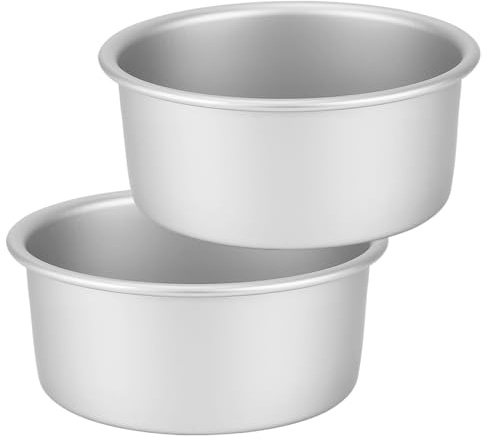 Auddemg Rund Backformen für Kuchen, Ø 17,8 cm, Kuchenform aus eloxiertem Aluminium mit abnehmbarem Boden, 2er Set, Silber