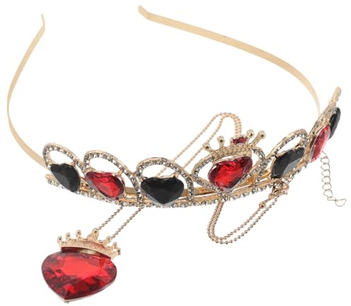 SOIMISS Diadème en Alliage avec Cristaux de Cœur Noir et Rouge Collier Assorti Accessoire de Tête pour Mariage Anniversaire et Bal Bandeau Léger et Confortable Couronne Scintillante