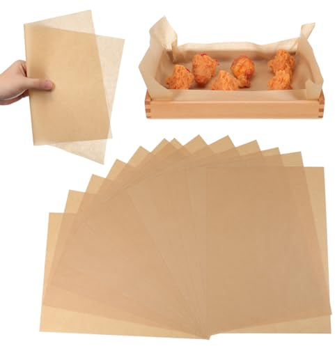 Toyvian Lot de 100 demi-feuilles de papier sulfurisé non blanchies prédécoupées - Antiadhésives - Anti-adhésif - Pour four, biscuits, pain, pizza, barbecue, friteuse à air chaud et plaques de cuisson