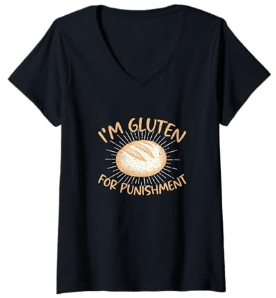 Mujer Soy Gluten para el Castigo para los Amantes del Pan de Masa Madre Camiseta Cuello V
